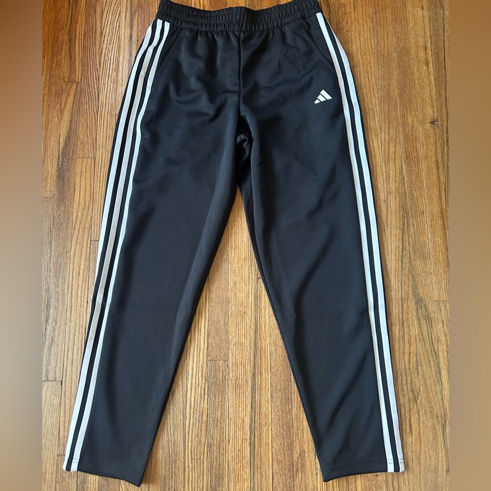 Adidas Black Joggers with White Stripes